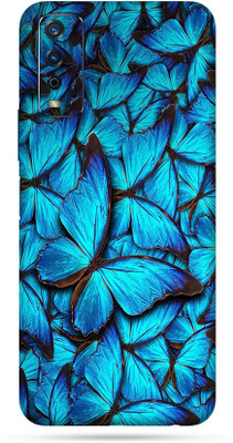 Satisfactory Vivo Y12s Mobile Skin(Blue Butterfly Glitter Skin With Matte Finish)