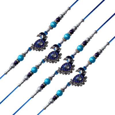 KUNDAN SULZ GWALIORT Designer RAKHI-(55-A)-04 Mauli Thread Rakhi  Set(Pack of 4 Rakhi, Roli & Chawal)
