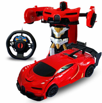 HALO NATION Remote Controlled Transforming Cars B-M-W Transformer Car - RC Transformation Remote Deformations Convert from Cars to Robot Car Toy - Red(Red)