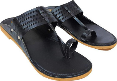 Kolhapuri Men Flats(Black , 8)