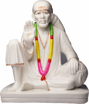 Sai Divya Saibaba Statue/sitting position/white/blessing Decorative Showpiece  -  25 cm(Marble, White)