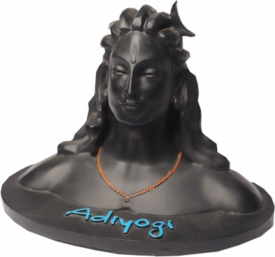 VALUE CRAFTS Handcrafted Adiyogi Shiva God Idols Statue for car dashboard Decorative Showpiece  -  13 cm(Polyresin, Black)