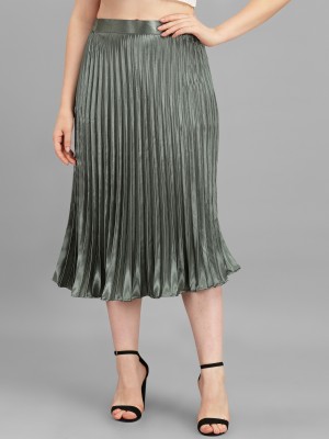 ZWERLON Solid Women Pleated Multicolor Skirt