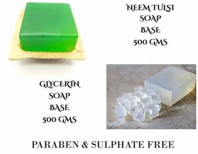 Royal Trends COMBO NEEM TULSI+ GLYCERINE SOAP BASE TO MAKE YOUR OWN ORAGANIC SOAP 500GM+500GM BASE(2 x 500 g)