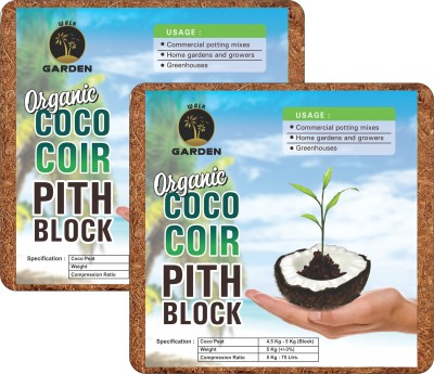 WALK GARDEN Cocopeat 9 kg Block for Plants and Gardening - Expands Up to 90 liters of Cocopeat Coir Powder - 10Kg Manure, Soil, Husk(9 kg, Cake)