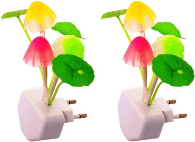 NERAPI LED Mushroom Multicolor Night Lamp (11 cm X 5 cm, Pack of 2) Night Lamp(11 cm, Multicolor)