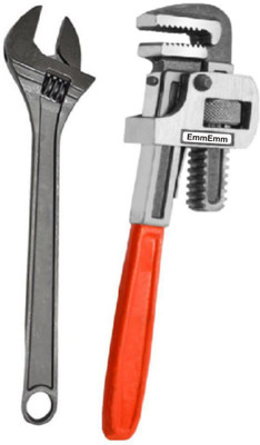 EmmEmm Super Combo of 10 Inch Drop Forged Pipe Wrench & 8 Inches Adjustable Wrench 10 Inch Pipe Wrench + 8 Inch Adjutsable Wrench Single Sided Pipe Wrench(Pack of 1) EmmEmm Super Combo of 10 Inch Drop Forged Pipe Wrench & 8 Inches Adjustable Wrench 10 Inch Pipe Wrench + 8 Inch Adjutsable Wrench Single Sided Pipe Wrench(Pack of 1)