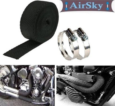 AIRSKY 3 Meter Black Bike Silencer Wrap Bike Exhaust Heat Shield