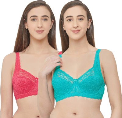 SOIE Women Full Coverage Non Padded Bra(Red, Green)