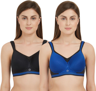 SOIE Women Full Coverage Lightly Padded Bra(Black, Blue)