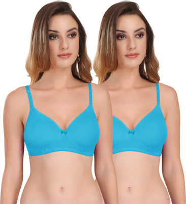 Featherline Solid Seamless Heavily Padded Multiway Women T-Shirt Heavily Padded Bra(Blue)