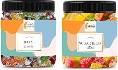 ORGANIC NATURE ombo of Jelly Candy/ Chocolate/Fruits Flavour and Sugar Coated Jelly Candy (Mix Flavored Candy) 250gm Each Jar Pack Total 500 Gram Candy Candy(500 g)