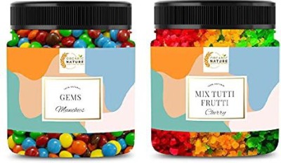 ORGANIC NATURE Combo of Gems Chocolate Chocolate Munchies and Mix Tutti Frutti (Multi Colour) 250gm Each Jar Pack Total 500 Gram Candy Candy(500 g)