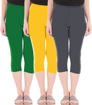 BEFLI Capri Leggings Women Green, Yellow, Grey Capri