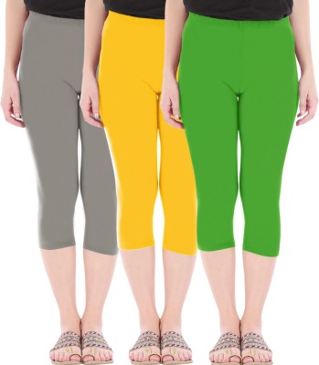 BEFLI Capri Leggings Women Grey, Yellow, Green Capri