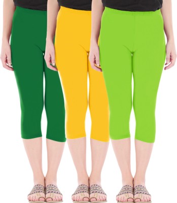 BEFLI Women Green, Yellow, Green Capri