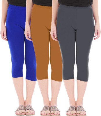 BEFLI Capri Leggings Women Blue, Brown, Grey Capri