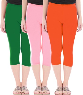 BEFLI Capri Leggings Women Green, Pink, Orange Capri