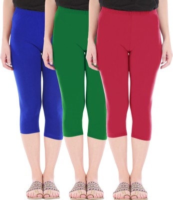 BEFLI Capri Leggings Women Blue, Green, Red Capri