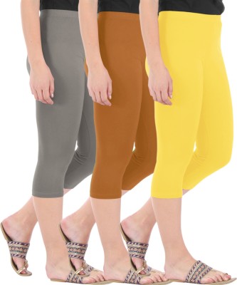 BEFLI Capri Leggings Women Grey, Green, Yellow Capri