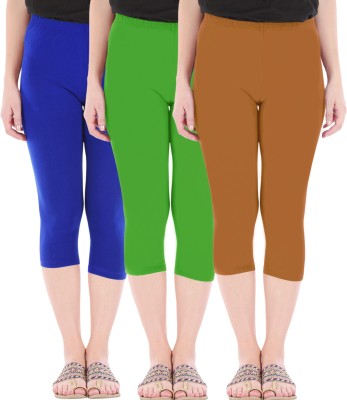 BEFLI Capri Leggings Women Blue, Green, Brown Capri