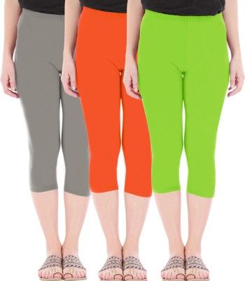 BEFLI Capri Leggings Women Grey, Orange, Green Capri