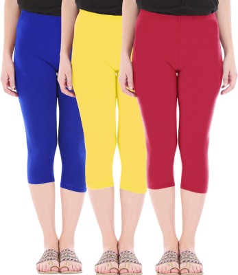 BEFLI Capri Leggings Women Blue, Yellow, Red Capri