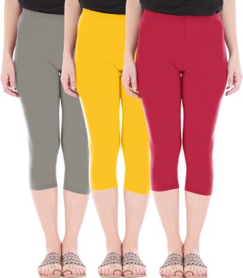 BEFLI Capri Leggings Women Grey, Yellow, Red Capri