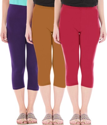 BEFLI Capri Leggings Women Purple, Brown, Red Capri