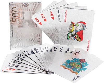 Aseenaa Waterproof PVC Playing Cards | Plastic Playing Set for Game Deck | Gift Poker | Table Cards with Razor Edges and Corners for Classic Magic Tricks Games | Colour - Silver(Silver)