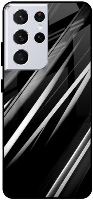 QRIOH Glass Back Cover for Samsung Galaxy S21 Ultra(Black, Grip Case, Silicon, Pack of: 1)