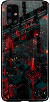 QRIOH Glass Back Cover for Samsung Galaxy M31s(Red, Green, Grip Case, Silicon, Pack of: 1)