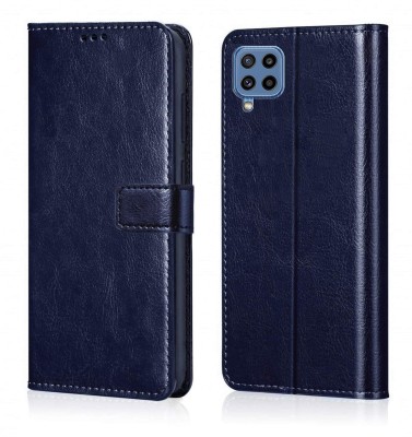 Nuvak Flip Cover for Samsung Galaxy M32, Samsung Galaxy F22(Blue, Magnetic Case, Pack of: 1)