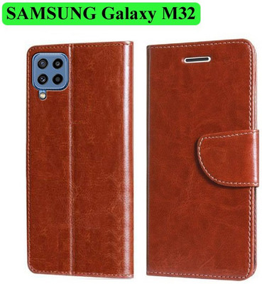 Wynhard Flip Cover for Samsung Galaxy M32, Samsung Galaxy F22(Brown, Grip Case, Pack of: 1)