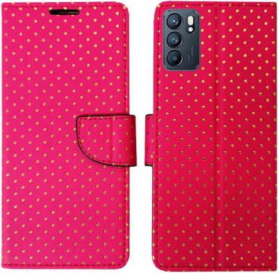 MyFlips Flip Cover for Oppo Reno 6 5G in Premium quality Material(Pink, Magnetic Case, Pack of: 1)