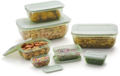 GKARUNA Plastic Fridge Container  - 100 ml, 150 ml, 290 ml, 580 ml, 1000 ml, 1700 ml, 2700 ml(Pack of 7, Green)