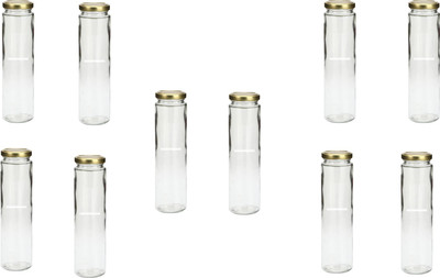 AFAST Glass Tea Coffee & Sugar Container  - 400 ml(Pack of 10, Clear, Gold)
