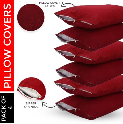 Mattress Protector Plain Pillows Cover(Pack of 6, 46 cm*72 cm, Maroon)