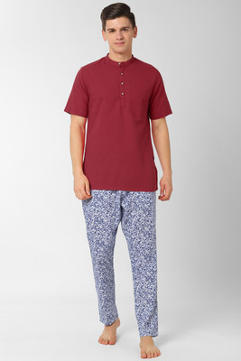 PETER ENGLAND Men Solid Red Shirt & Pyjama set
