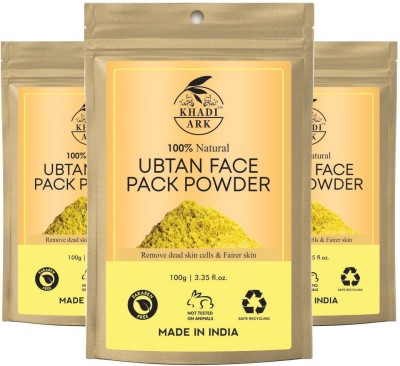 Khadi Ark Ubtan Face & Body Scrub with Chickpea Flour, Apricot Shell Powder, Safron & Turmeric Extracts (Pack Of 3,100 GM Each) Scrub(300 g)