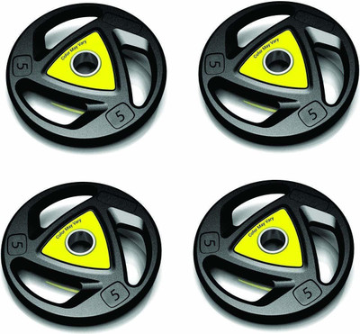Konark 20 kg Rubber Coated Olympic Weight Plates (5KG Pack of 4) 3 Grip 50mm Internal Dia Home Gym Combo