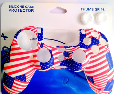 TMG Printing Camouflage Fancy Theme Silicone Protective Skin Case Cover for PS4 Controller High Quality Protective Silicone Cover Case Sleeve Anti Slip Cover with 2 PC with Matching Thumb Grips-White  Gaming Accessory Kit(Multicolor, For PS4)