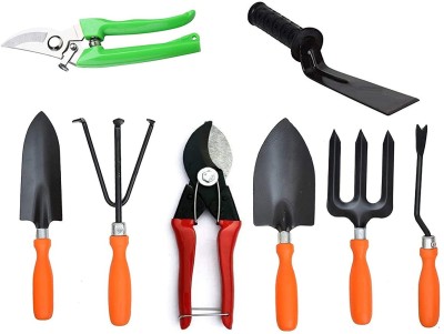 JetFire Gardening Tool Set (Weeder, Cultivator, Big Trowel, Small Trowel, Garden Fork, Pruner, Heavy Cutter & Khurpi 2 inch) Garden Tool Kit(8 Tools)