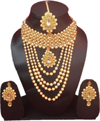 jatin imitation Metal, Stone Gold-plated Gold Jewellery Set(Pack of 1)
