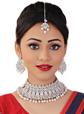 VATSALYA creation Alloy Gold-plated White, Silver Jewellery Set(Pack of 1)