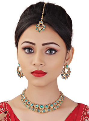 VATSALYA creation Alloy Gold-plated Blue, Bronze Jewellery Set(Pack of 1)