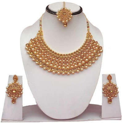 jatin imitation Metal, Stone Gold-plated Gold Jewellery Set(Pack of 1)