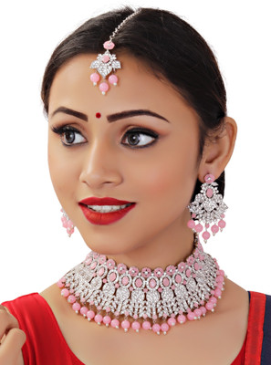 VATSALYA creation Alloy Gold-plated Pink, Silver Jewellery Set(Pack of 1)