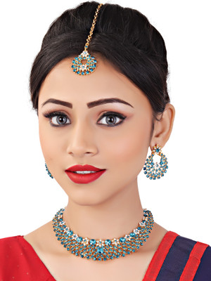 VATSALYA creation Alloy Gold-plated Turquoise Jewellery Set(Pack of 1)