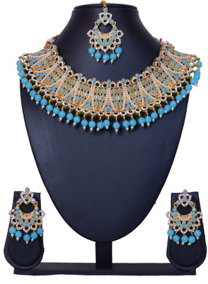 KAHAR CREATION Alloy Gold-plated Blue Jewellery Set(Pack of 1)